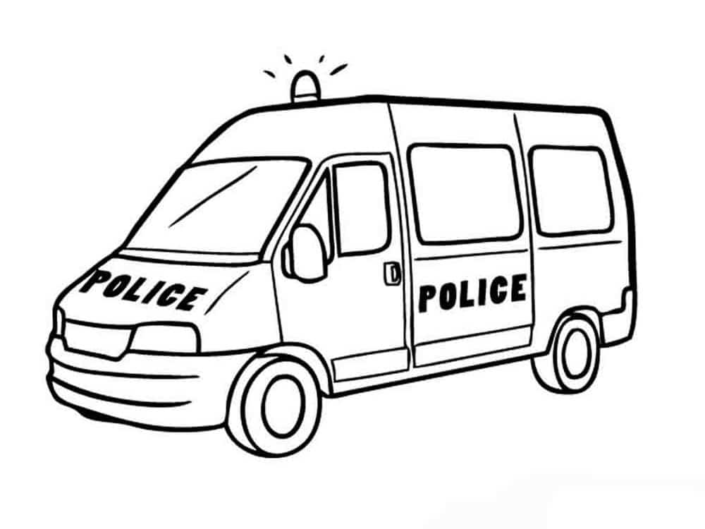 Police pickup truck coloring page
