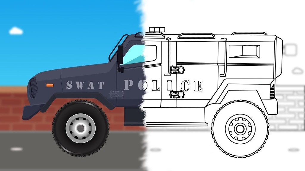 Learn colors for kids police swat coloring book poliâ