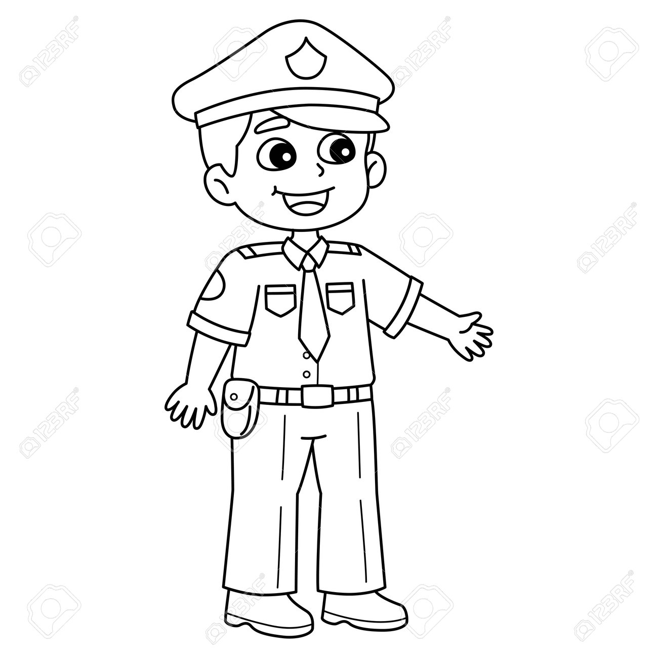 Policeman isolated coloring page for kids royalty free svg cliparts vectors and stock illustration image