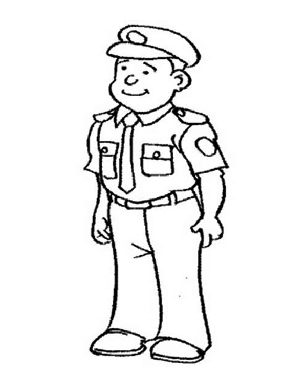 Police officer is our protector coloring page