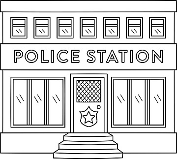 Police station coloring page for kids patrol hand drawn drawing vector wing drawing ring drawing kid drawing png and vector with transparent background for free download