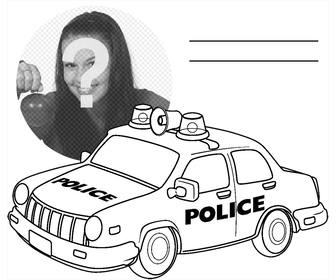 Photo effect to print and color a police car for free