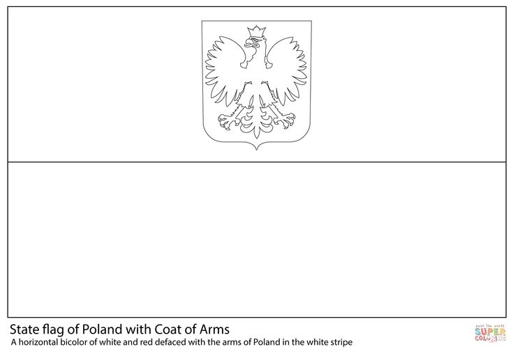 Flag of poland with coat of arms coloring page free printable coloring pages flag coloring pages poland flag flag printable