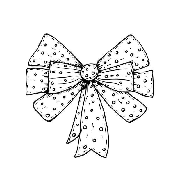 Premium vector hand drawn doodle polka dot bow