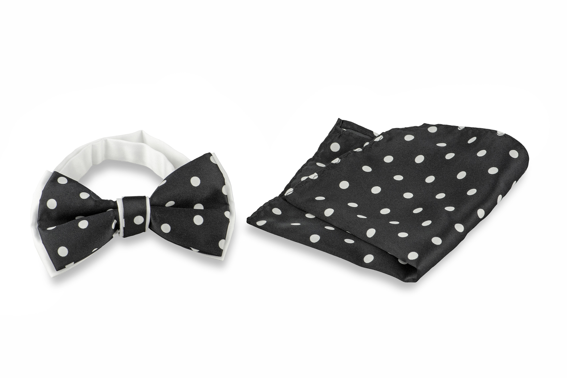 Bow tie handkerchief set polka dot design solid color bowtie hanky with dots