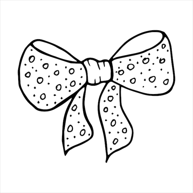 Premium vector handdrawn tied bow in doodle style for different types of design black and white vector illustration