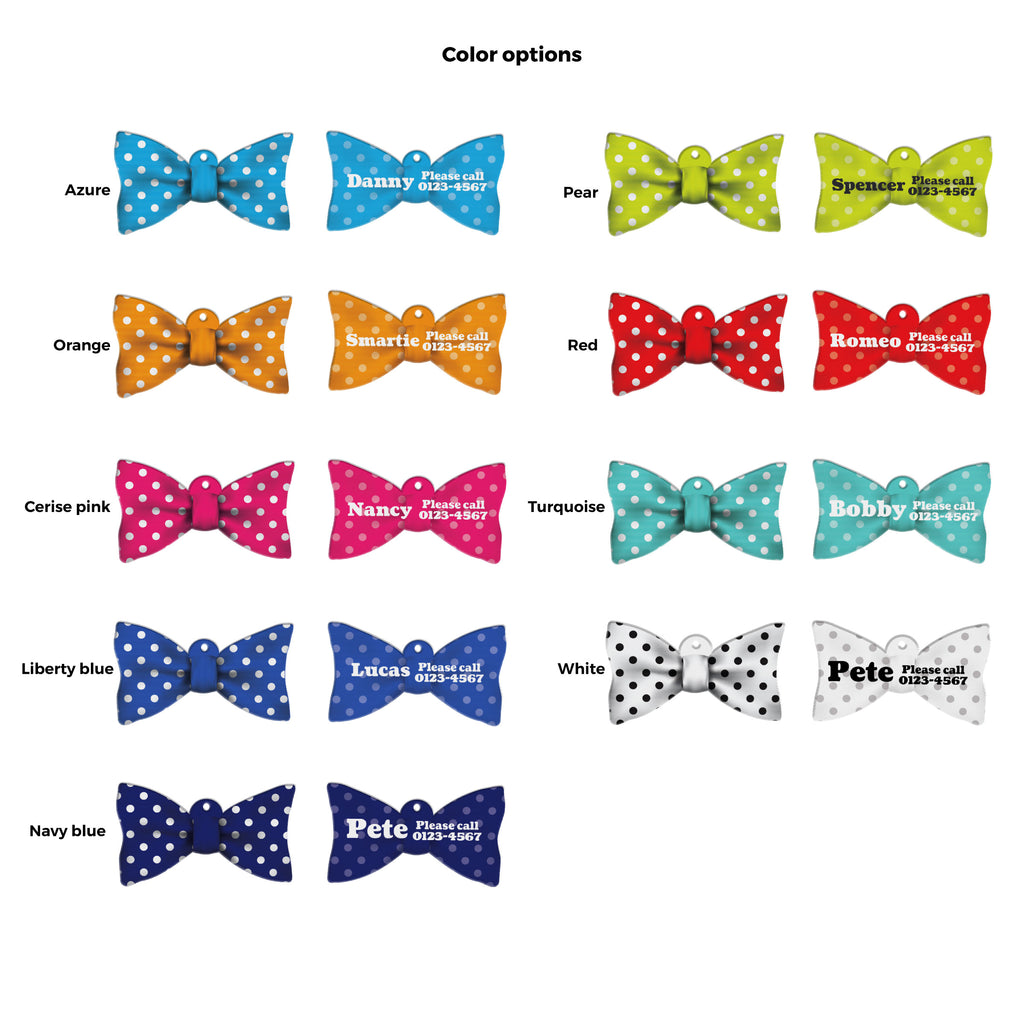 Butterfly polka dots bow tie personalized pet id tags for dogs cats by blank