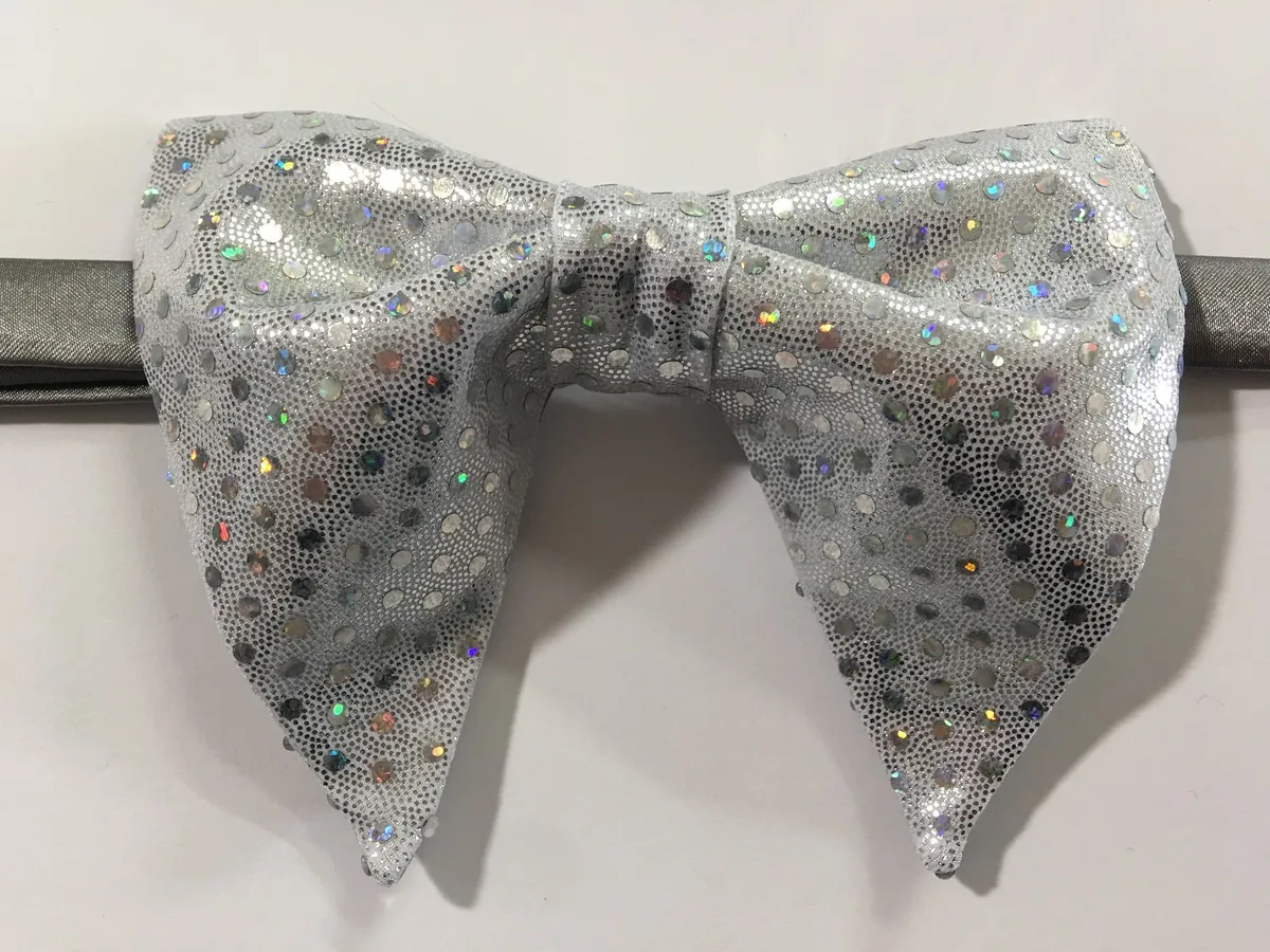 Handmade silver sparkle polka dot bow tie vintage style s wedding prom gift