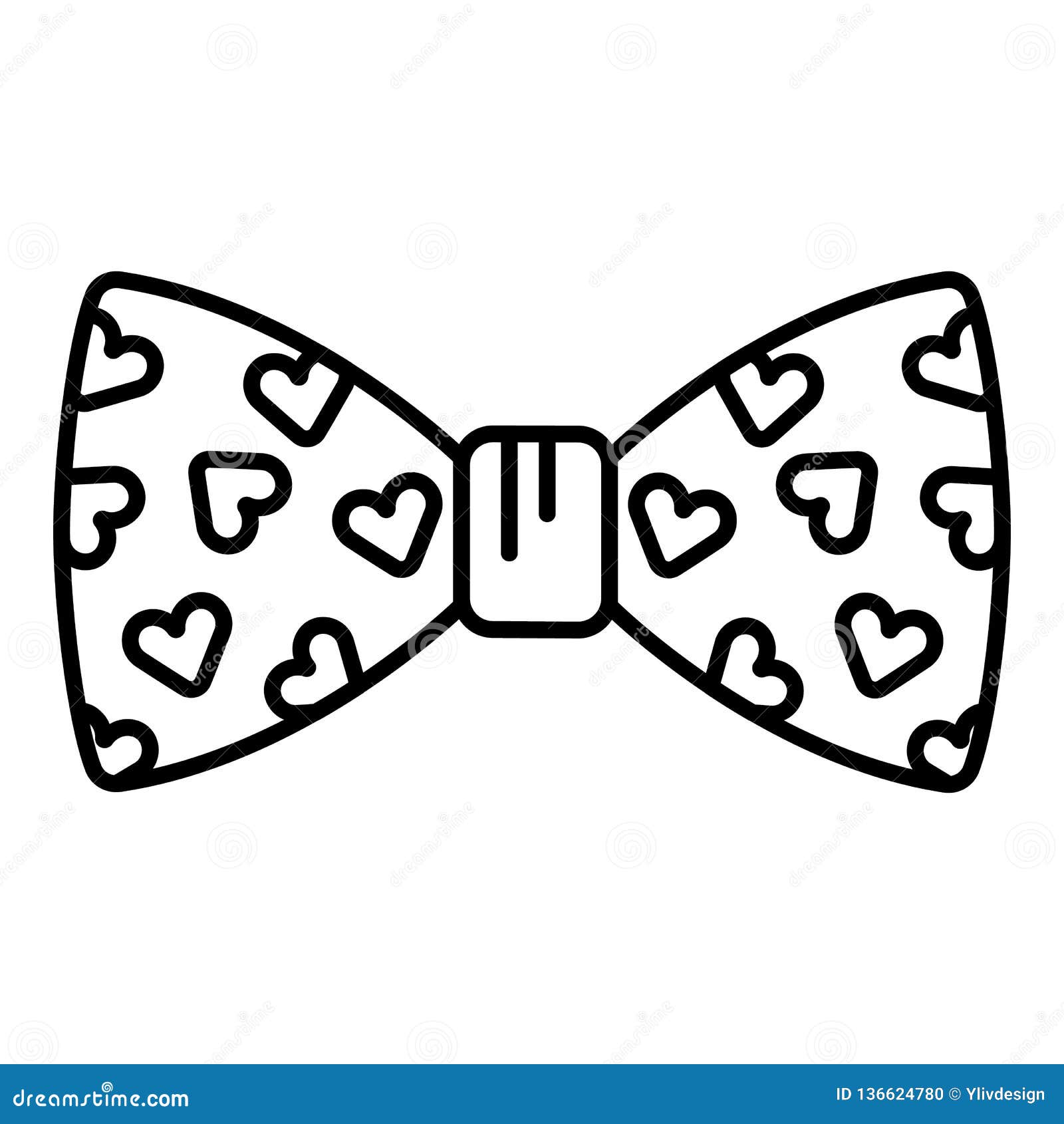 Heart bow tie icon outline style stock vector
