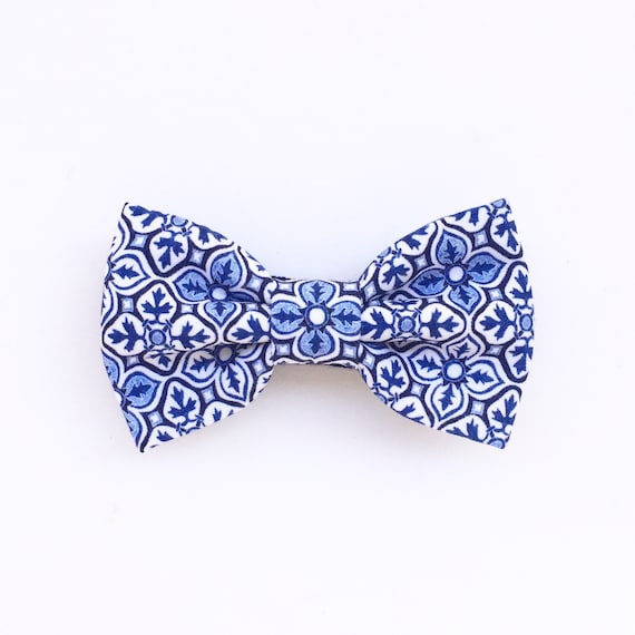 Bow tie for kids blue majolica pattern tie children ceremony page blue accessories for baby and newborn baby baby boy sicily style