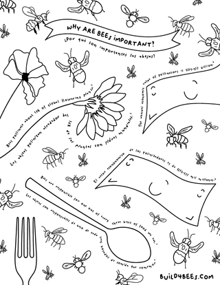 Free printable pollinator coloring pages in both english and spanish