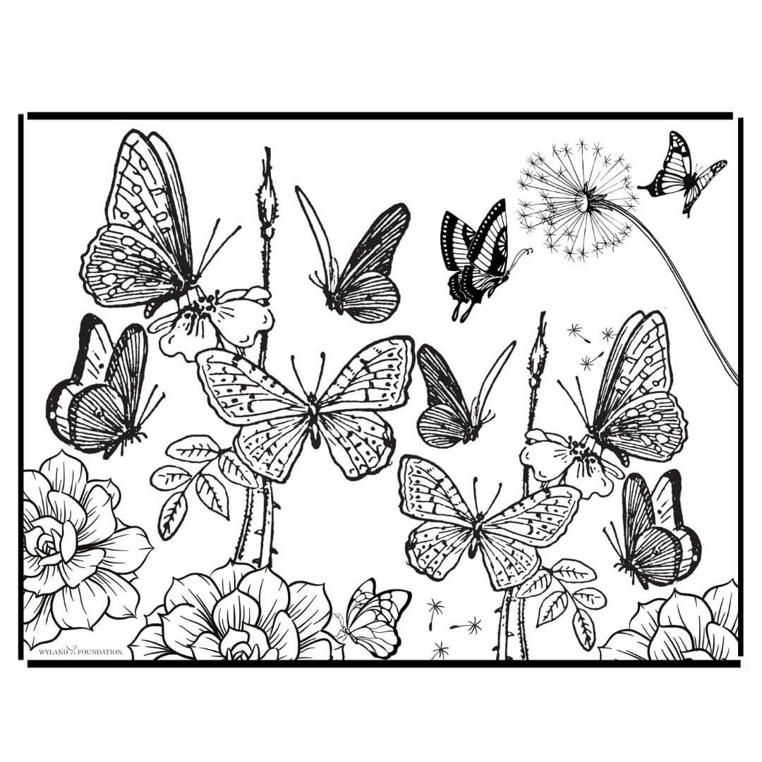 Peaceful pollinators coloring page