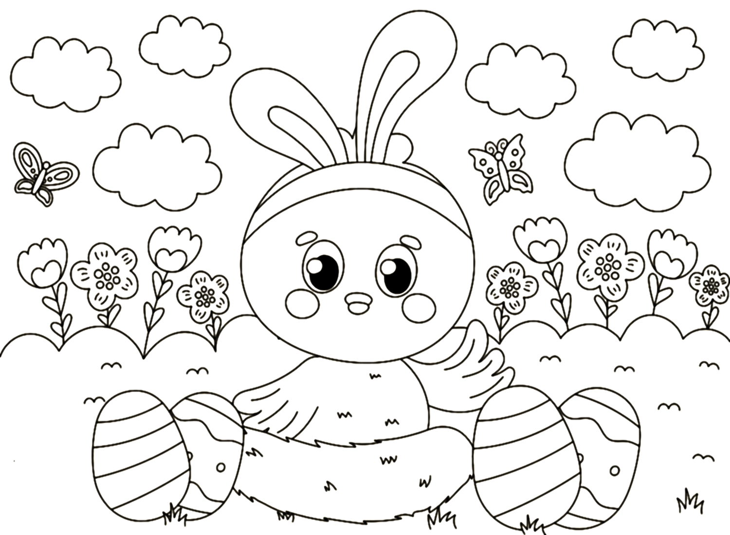 Dibujos para colorear de pollitos de pascua