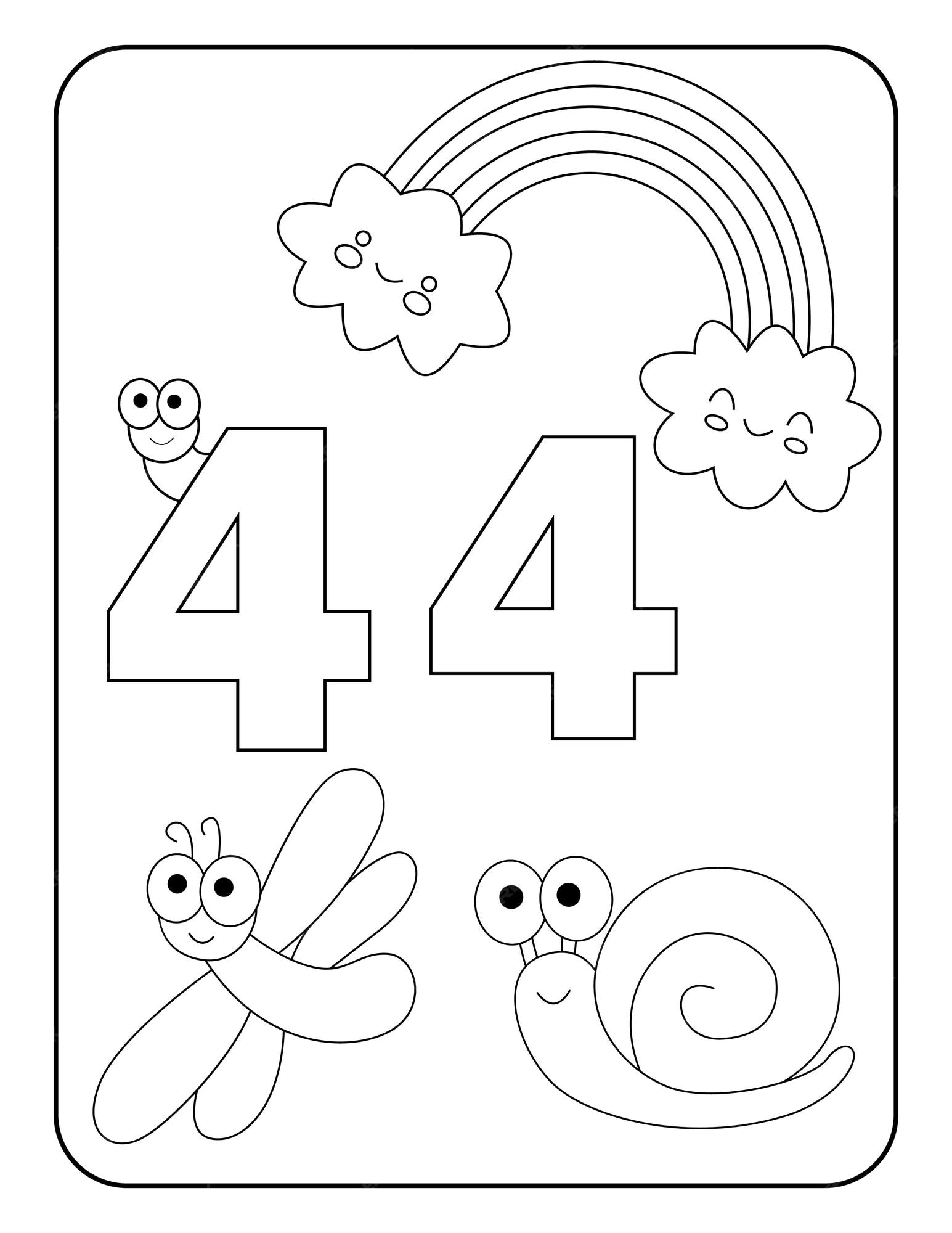 Premium vector number coloring pages with cute insects for kids