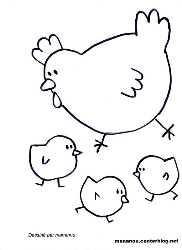 Coloriage poule poussin