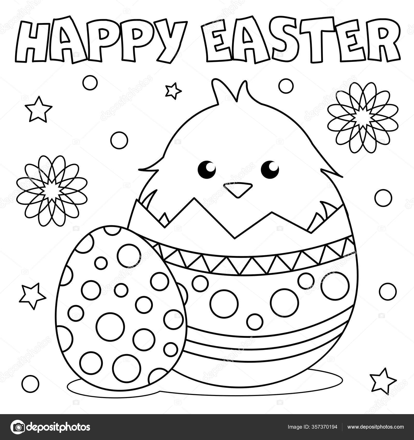 Coloring page happy easter black white vector illustration perfect antistress stock vector by xaphana