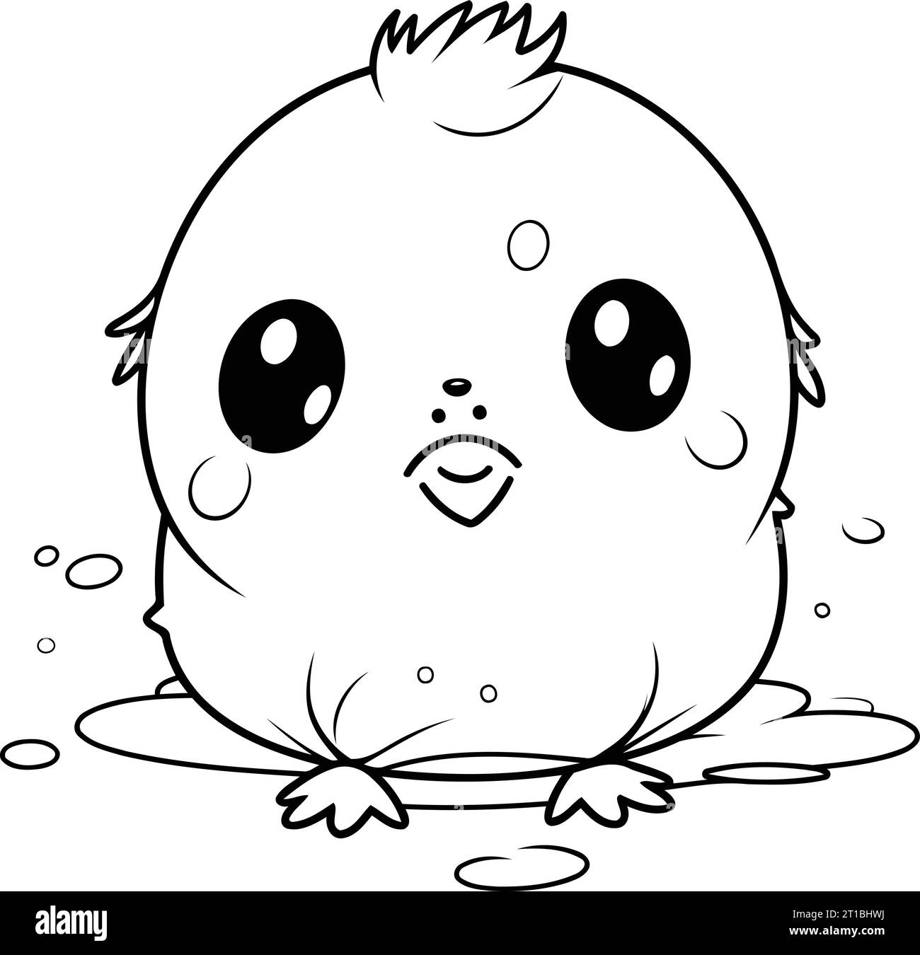 Vector illustration little chicken cartoon black and white stock photos images