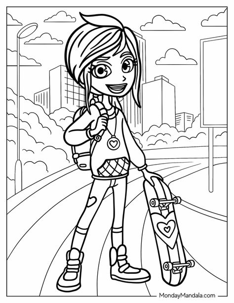 Colorful polly pocket coloring pages for kids