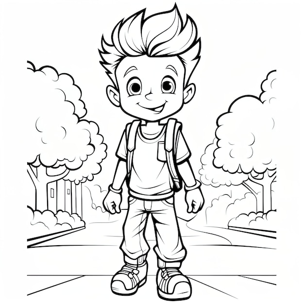 Premium vector little boys coloring book for kids