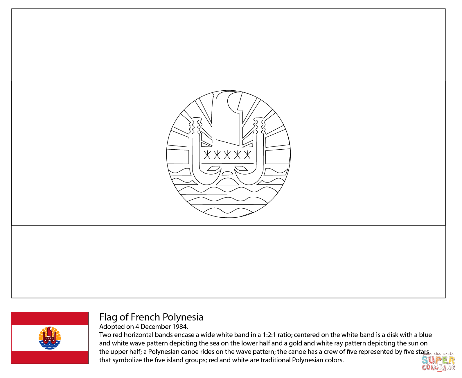 Flag of french polynesia coloring page free printable coloring pages