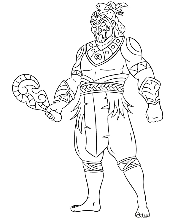 Printable coloring page of maori warrior