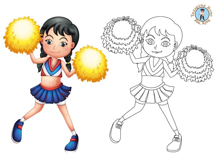 Pom pom girl coloring page