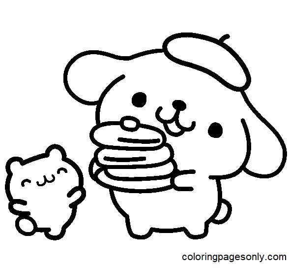 Muffin and pompompurin coloring page