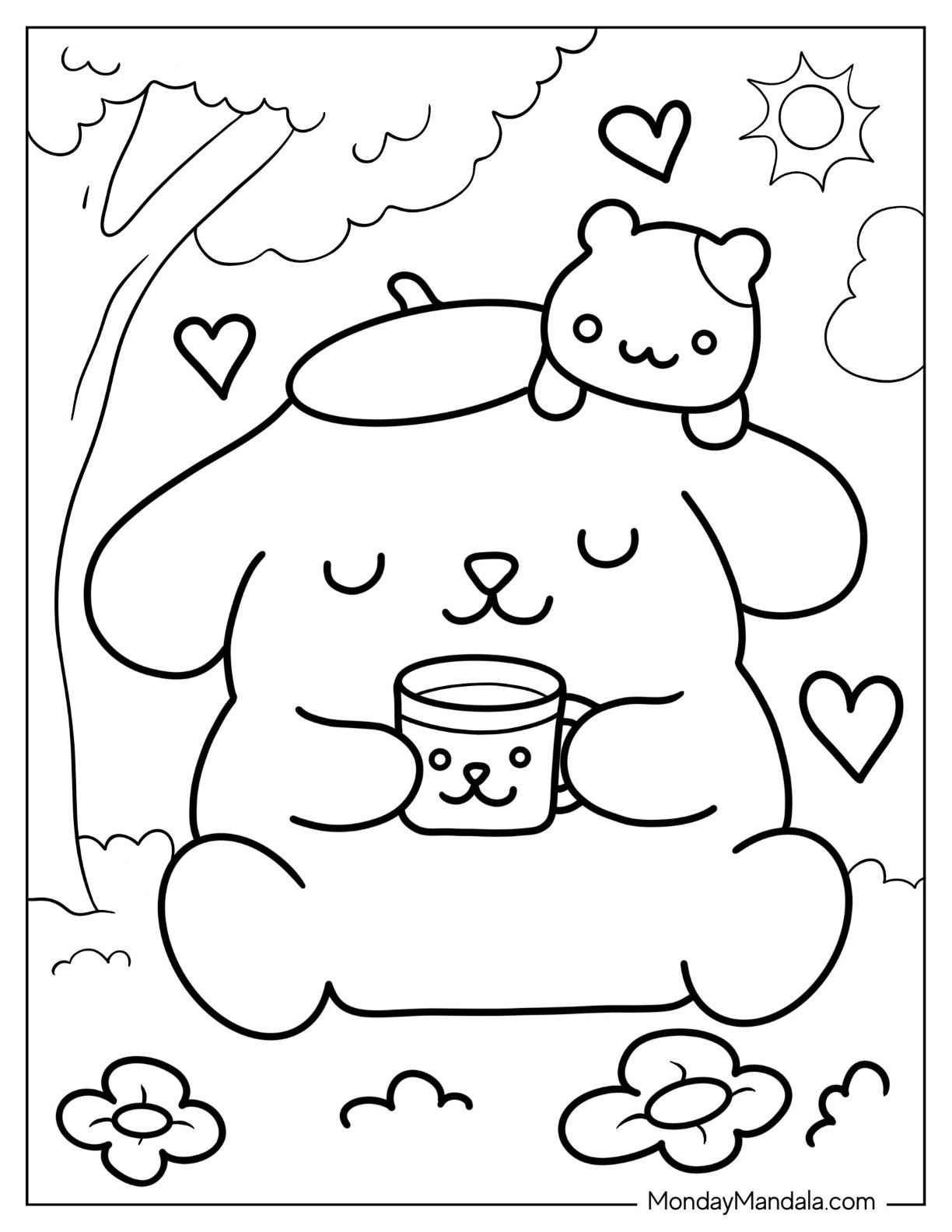 Sanrio coloring pages free pdf printables