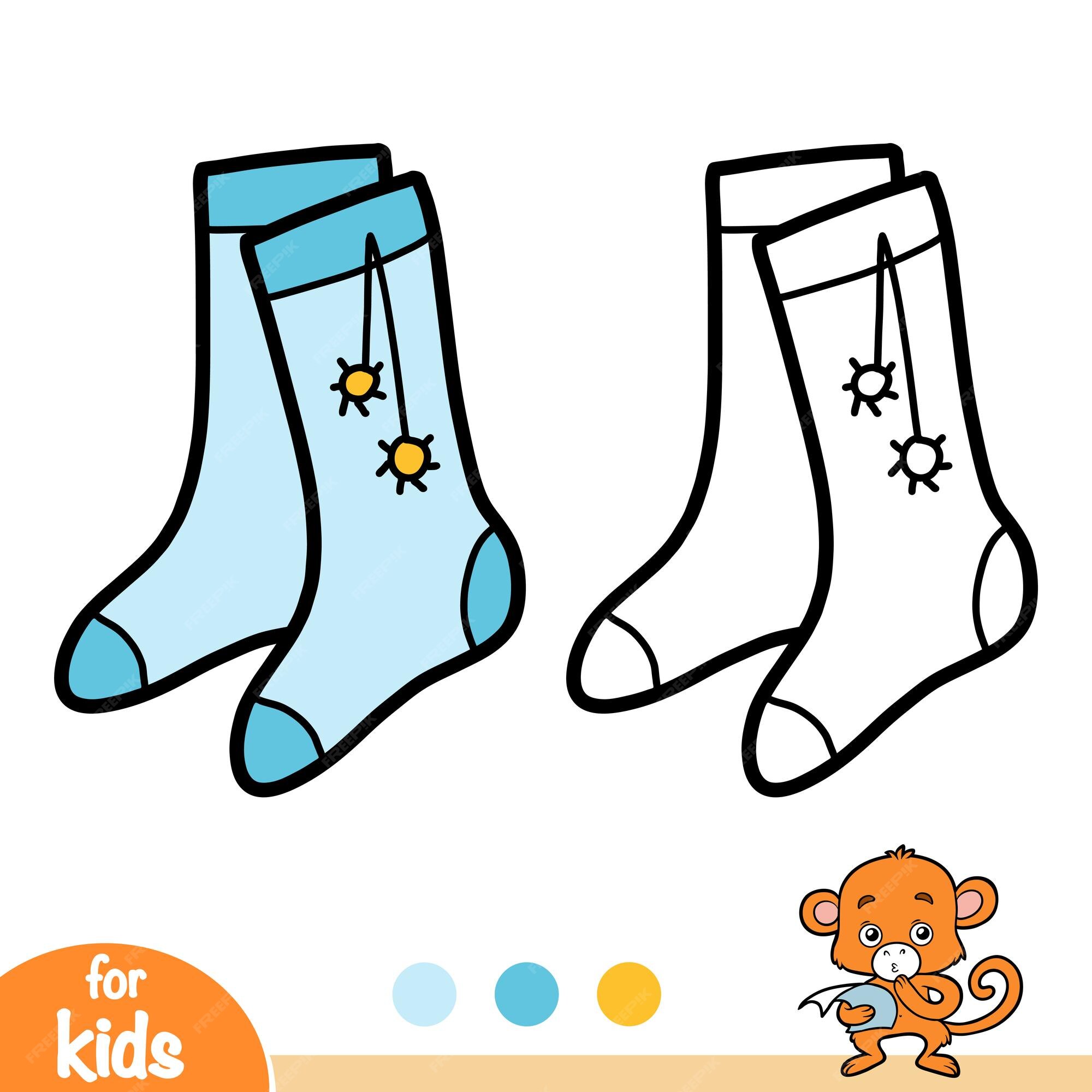 Premium vector coloring book socks with pom poms