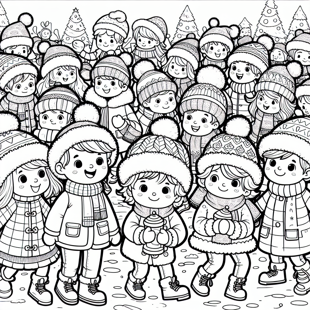 Santa hats coloring pages