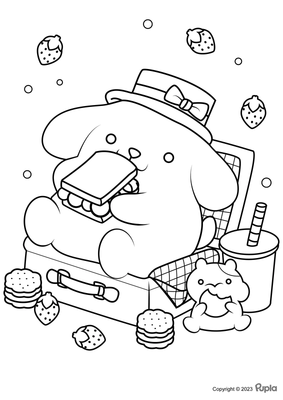 Ðï pompompurin eating a sandwich