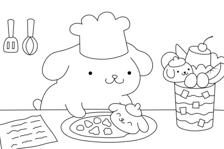 Pompompurin with food coloring page