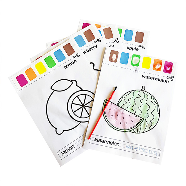 Pcs drawing fruit colouring pages with brush ploma