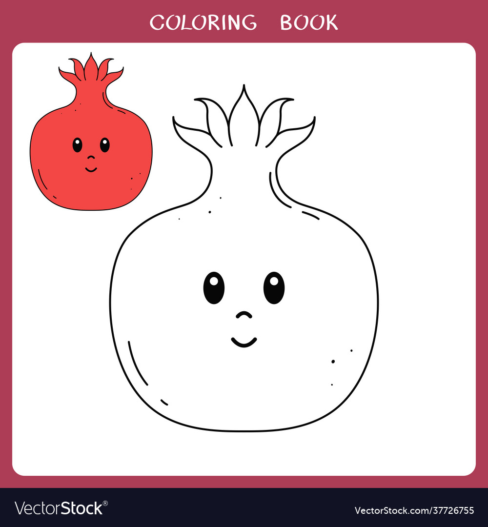 Cute pomegranate for coloring book royalty free vector image