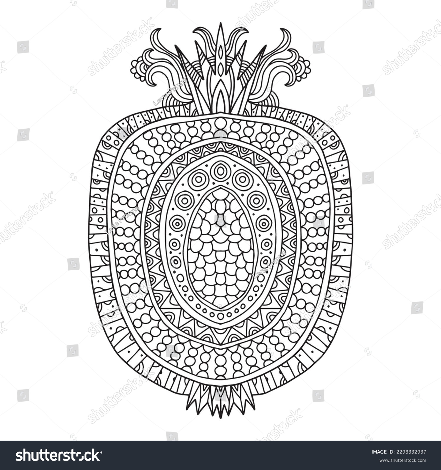 Pomegranate ornate illustration coloring page black stock vector royalty free