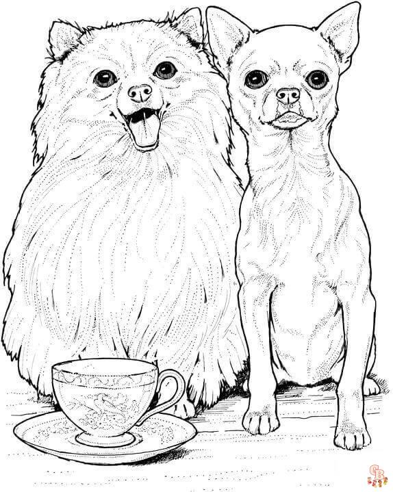 Fun and easy pomeranian and chihuahua coloring pages for kids