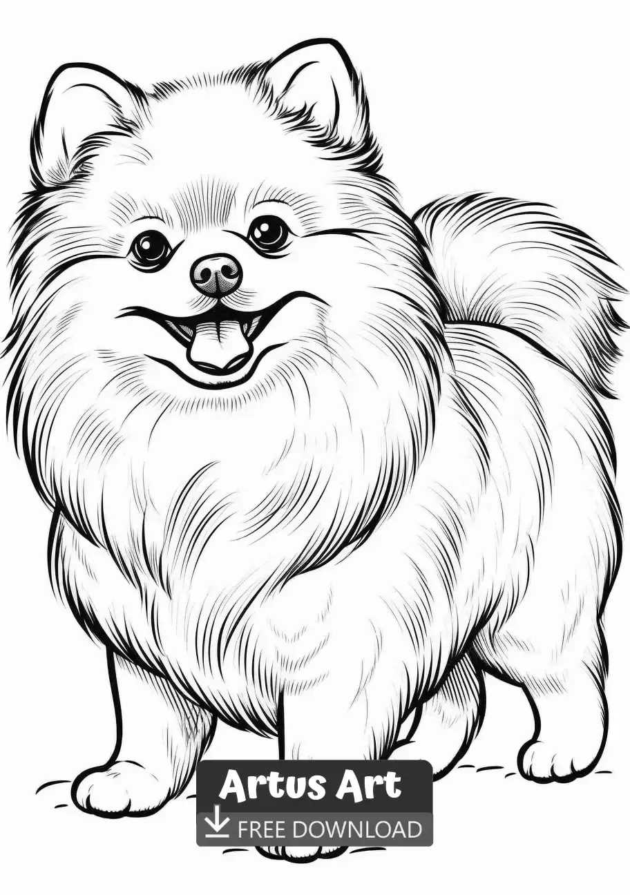 Pomeranian coloring page for kids animal coloring pages dog coloring page animal drawings