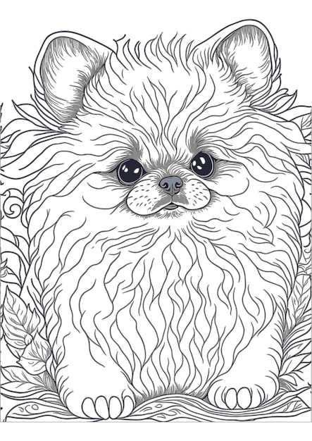 Premium vector vector dog outline coloring page coloring book illustration pomeranian