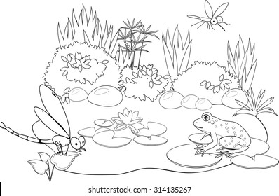 Coloring pond stock vector royalty free