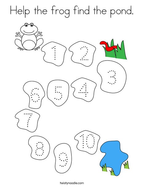 Help the frog find the pond coloring page