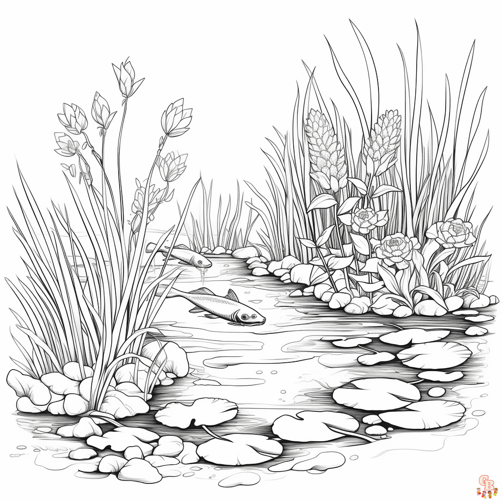 Printable pond coloring pages free for kids and adults