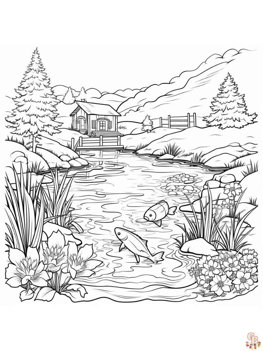 Printable pond coloring pages free for kids and adults