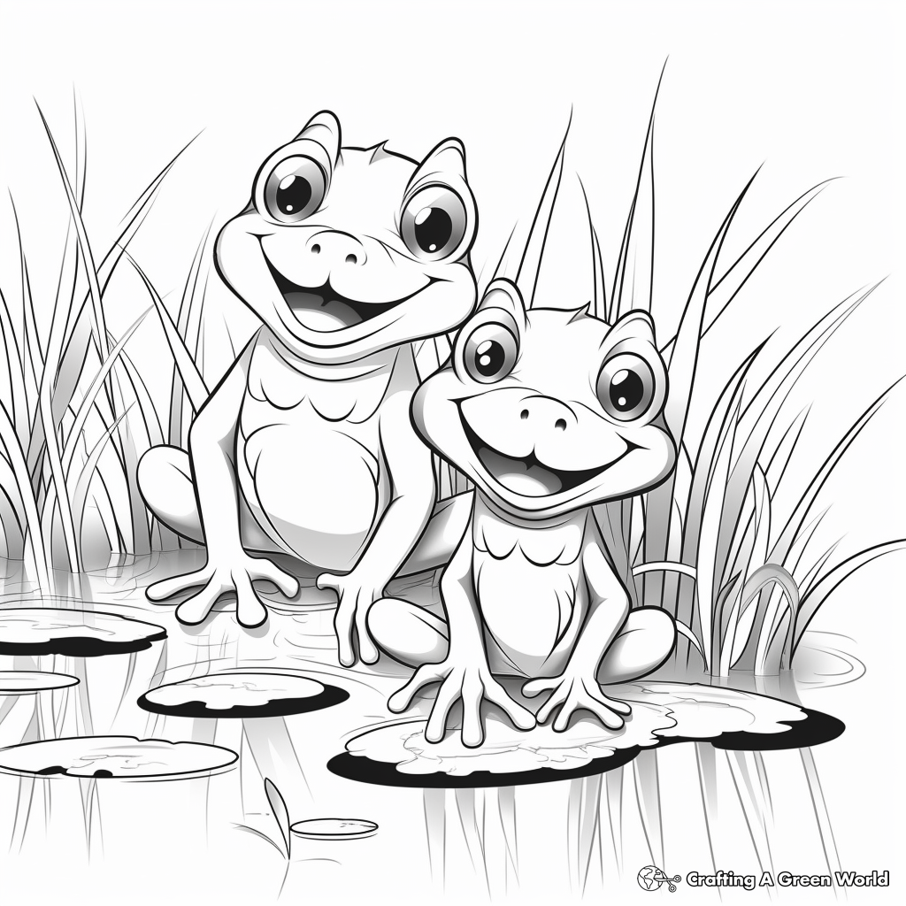 Pond animals coloring pages