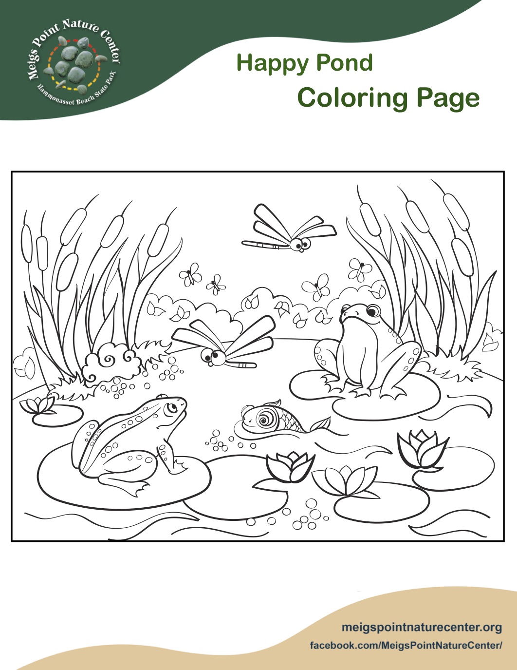 Frogs in pond coloring page