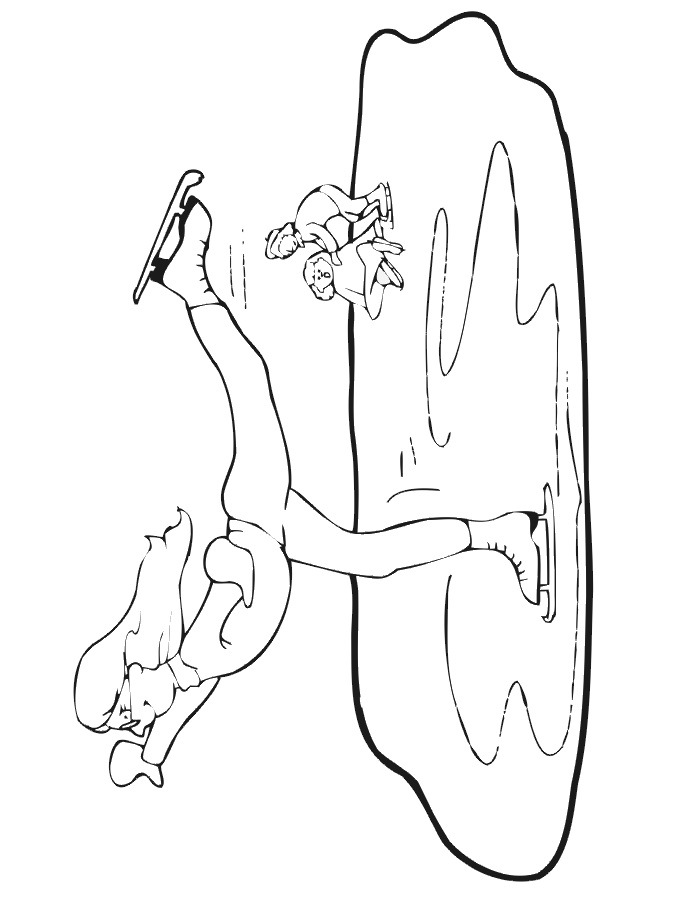 Figure skating coloring page skating on pond