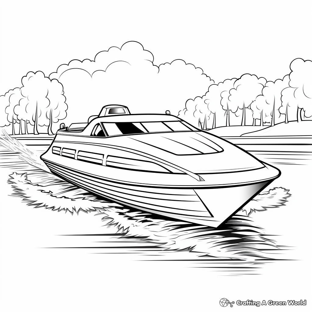 Speed boat coloring pages