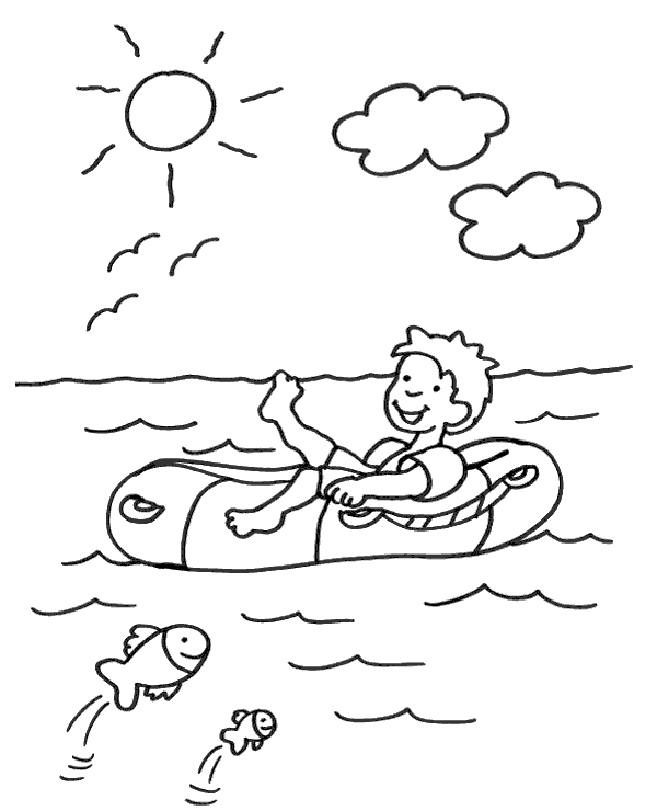 Simple summer coloring page inflatable boat