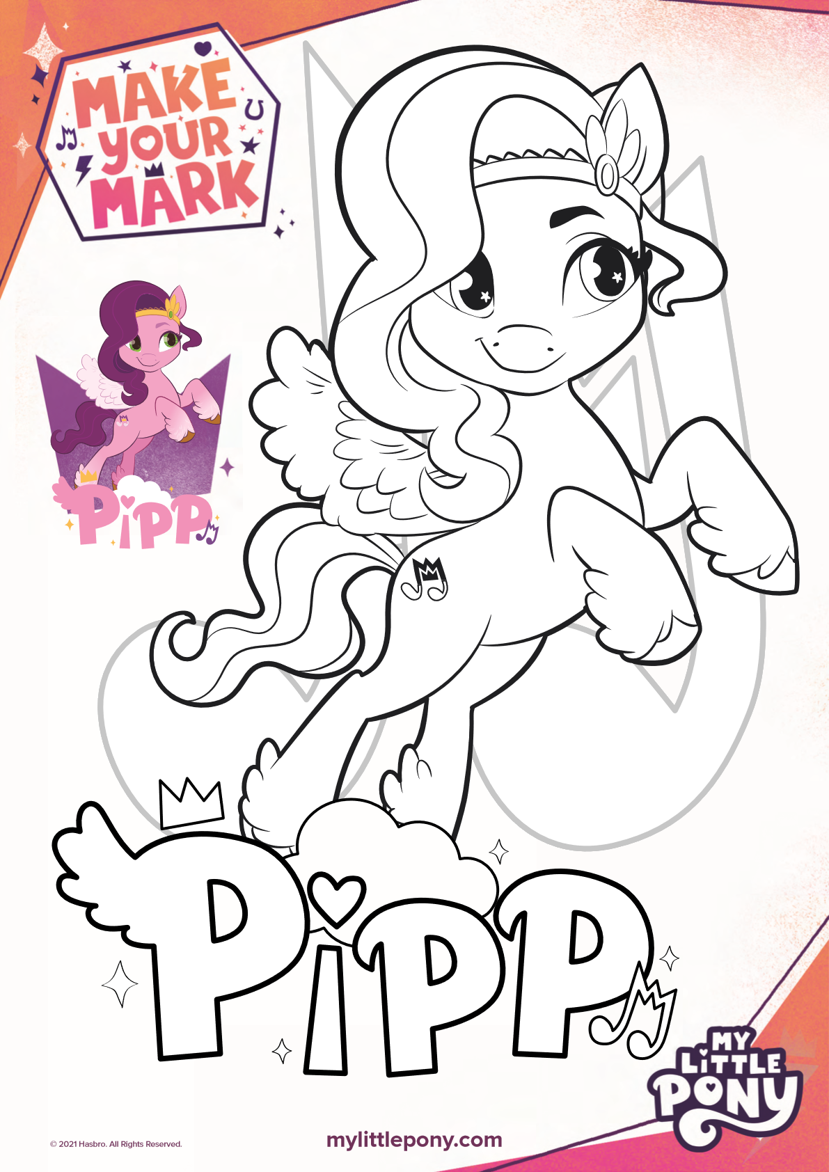 Free printable my little pony pipp coloring page