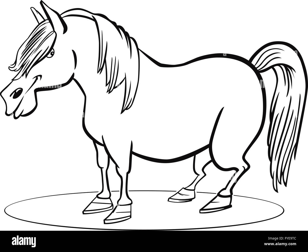 Cartoon pony horse coloring page stock photo