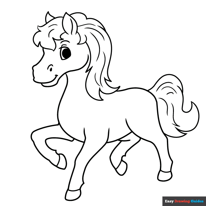 Cartoon horse coloring page easy drawing guides